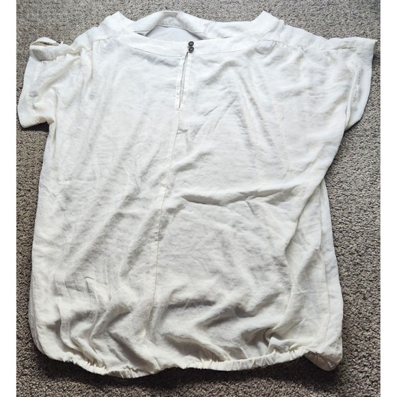 ANA Women Top Shirt Blouse Extra Large White Button Front Hi Low Hem Dress XL - Picture 2 of 8